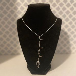 Silver Moon Constellation Necklace with black accent gems